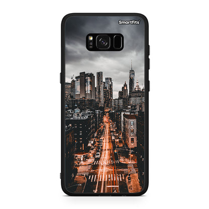 Samsung S8 City Lights θήκη από τη Smartfits με σχέδιο στο πίσω μέρος και μαύρο περίβλημα | Smartphone case with colorful back and black bezels by Smartfits