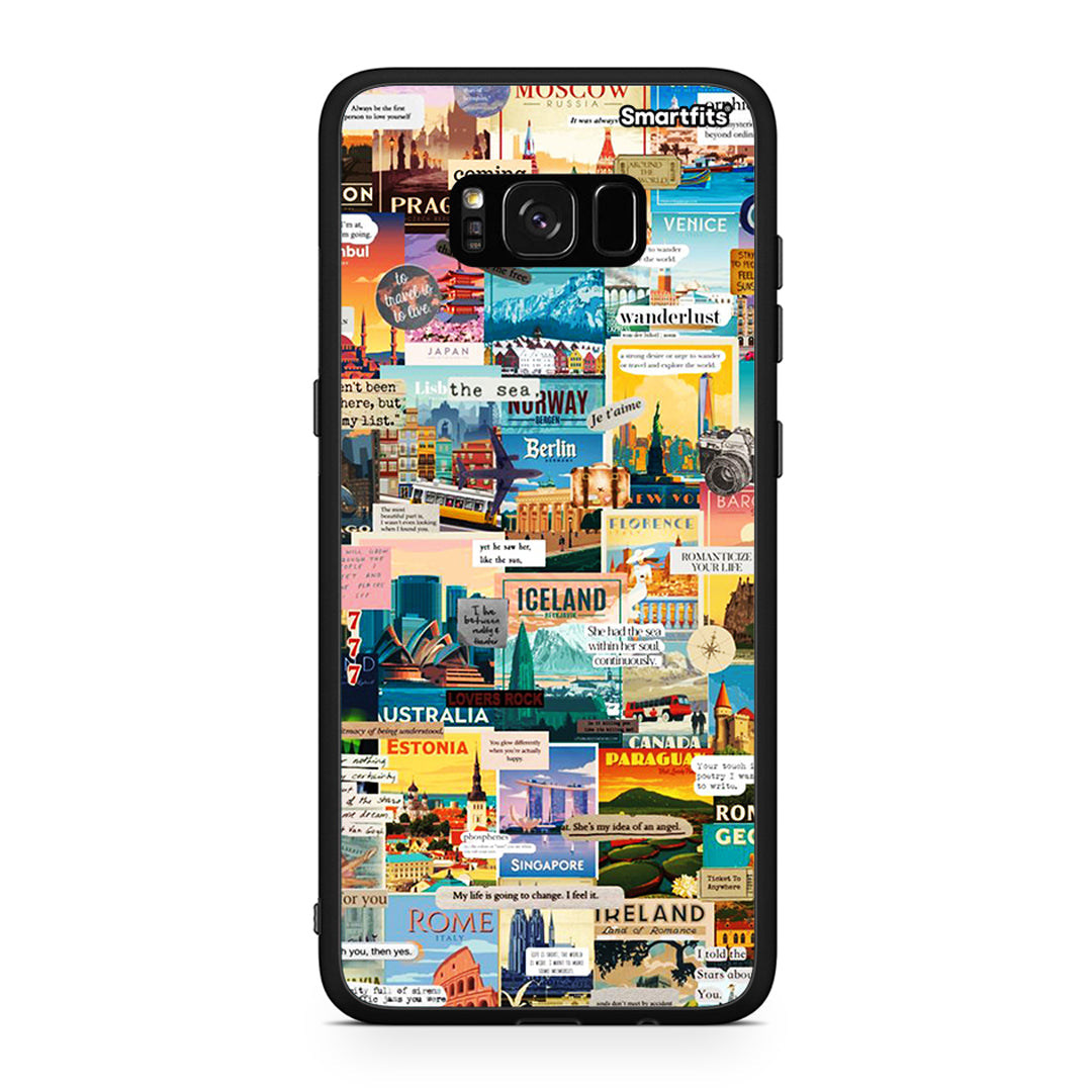 Samsung S8+ Live To Travel θήκη από τη Smartfits με σχέδιο στο πίσω μέρος και μαύρο περίβλημα | Smartphone case with colorful back and black bezels by Smartfits