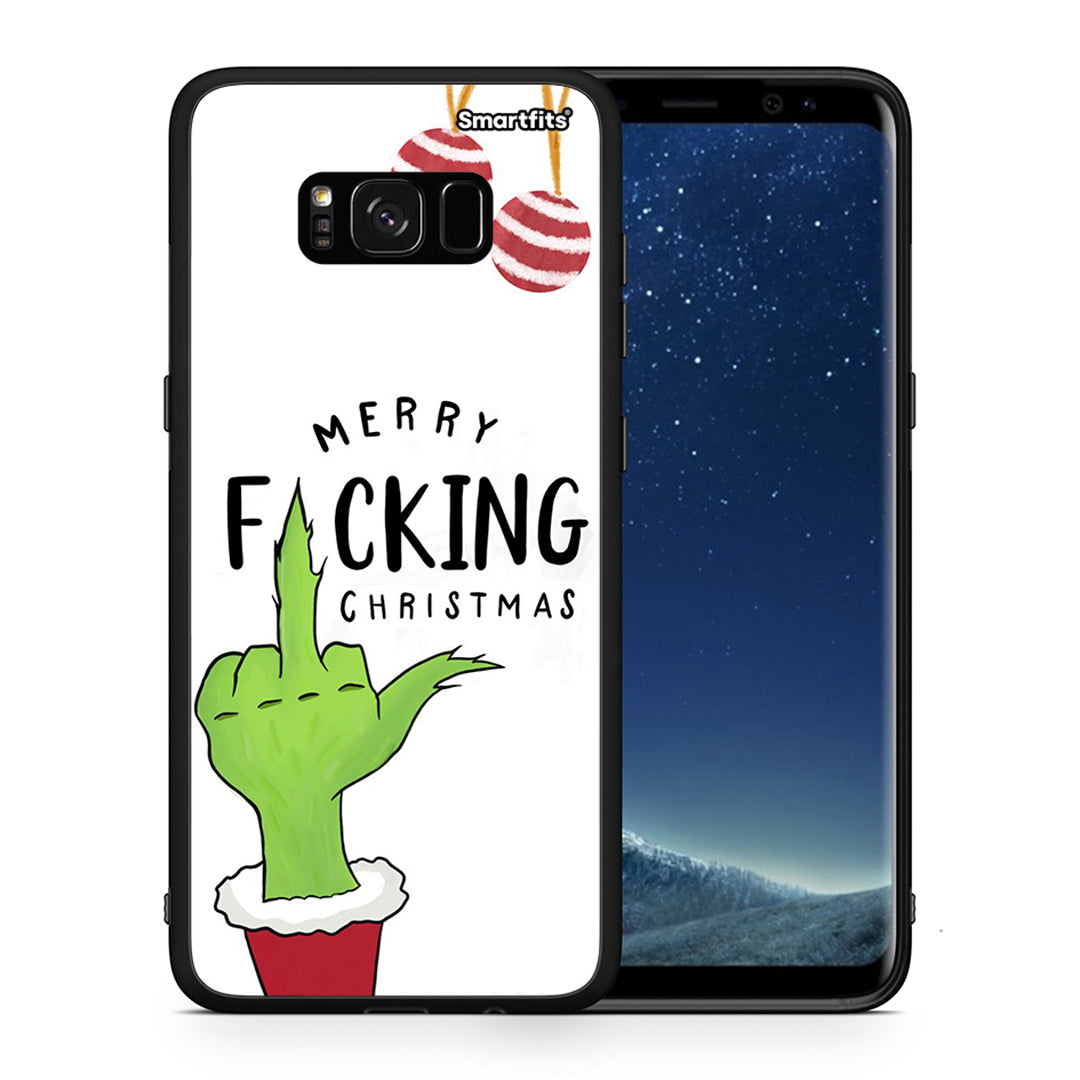 Θήκη Samsung S8 Merry F Xmas από τη Smartfits με σχέδιο στο πίσω μέρος και μαύρο περίβλημα | Samsung S8 Merry F Xmas case with colorful back and black bezels