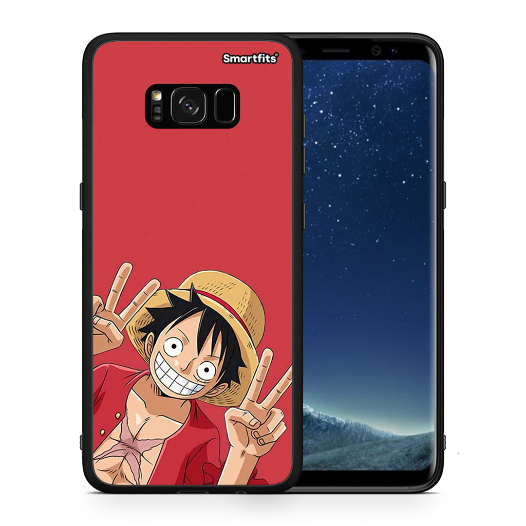 Θήκη Samsung S8+ Pirate Luffy από τη Smartfits με σχέδιο στο πίσω μέρος και μαύρο περίβλημα | Samsung S8+ Pirate Luffy case with colorful back and black bezels