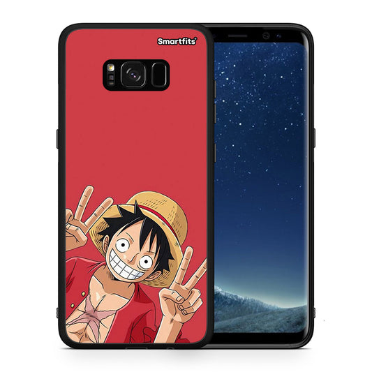 Θήκη Samsung S8+ Pirate Luffy από τη Smartfits με σχέδιο στο πίσω μέρος και μαύρο περίβλημα | Samsung S8+ Pirate Luffy case with colorful back and black bezels
