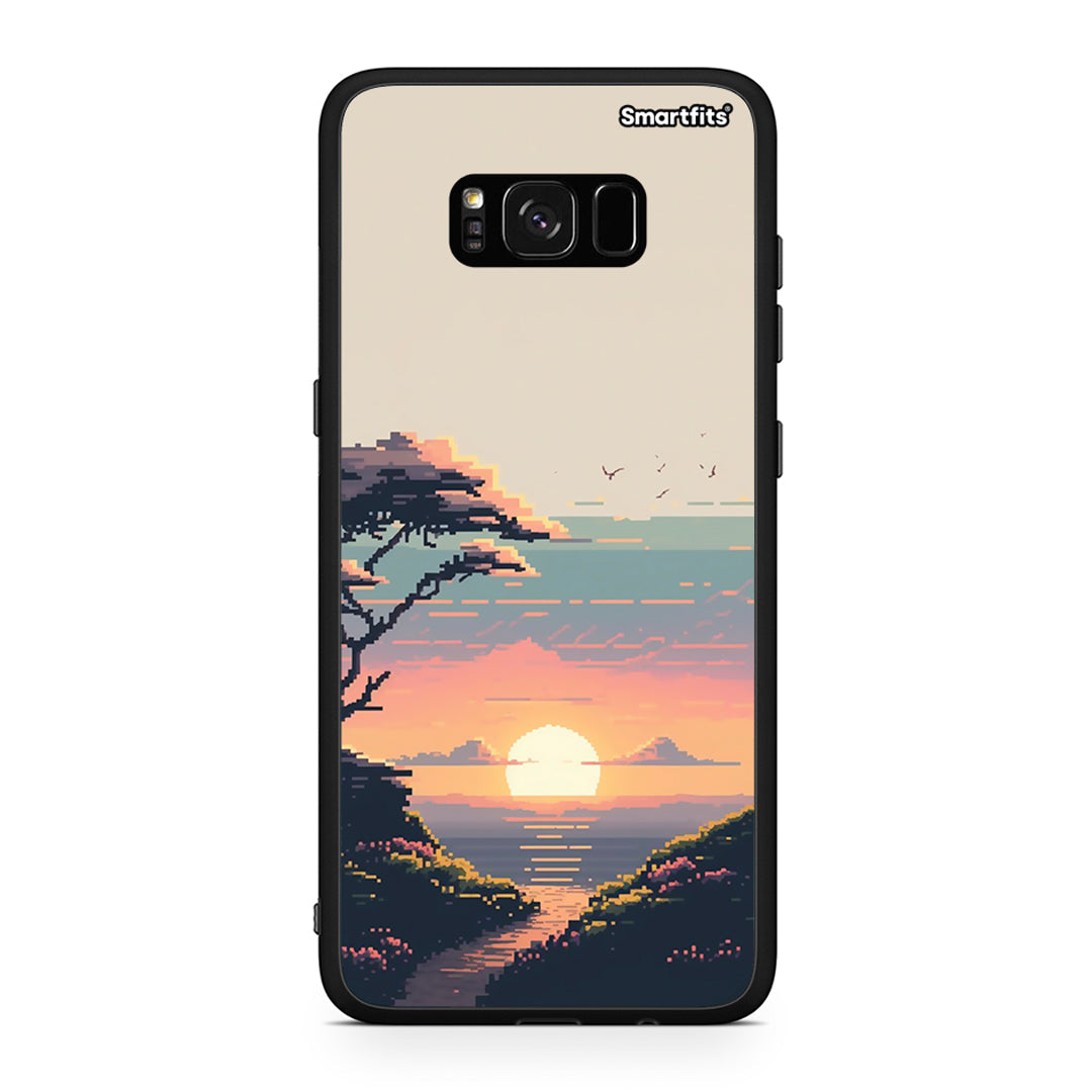 Samsung S8+ Pixel Sunset Θήκη από τη Smartfits με σχέδιο στο πίσω μέρος και μαύρο περίβλημα | Smartphone case with colorful back and black bezels by Smartfits