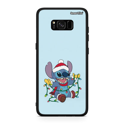 Samsung S8+ Santa Stich θήκη από τη Smartfits με σχέδιο στο πίσω μέρος και μαύρο περίβλημα | Smartphone case with colorful back and black bezels by Smartfits