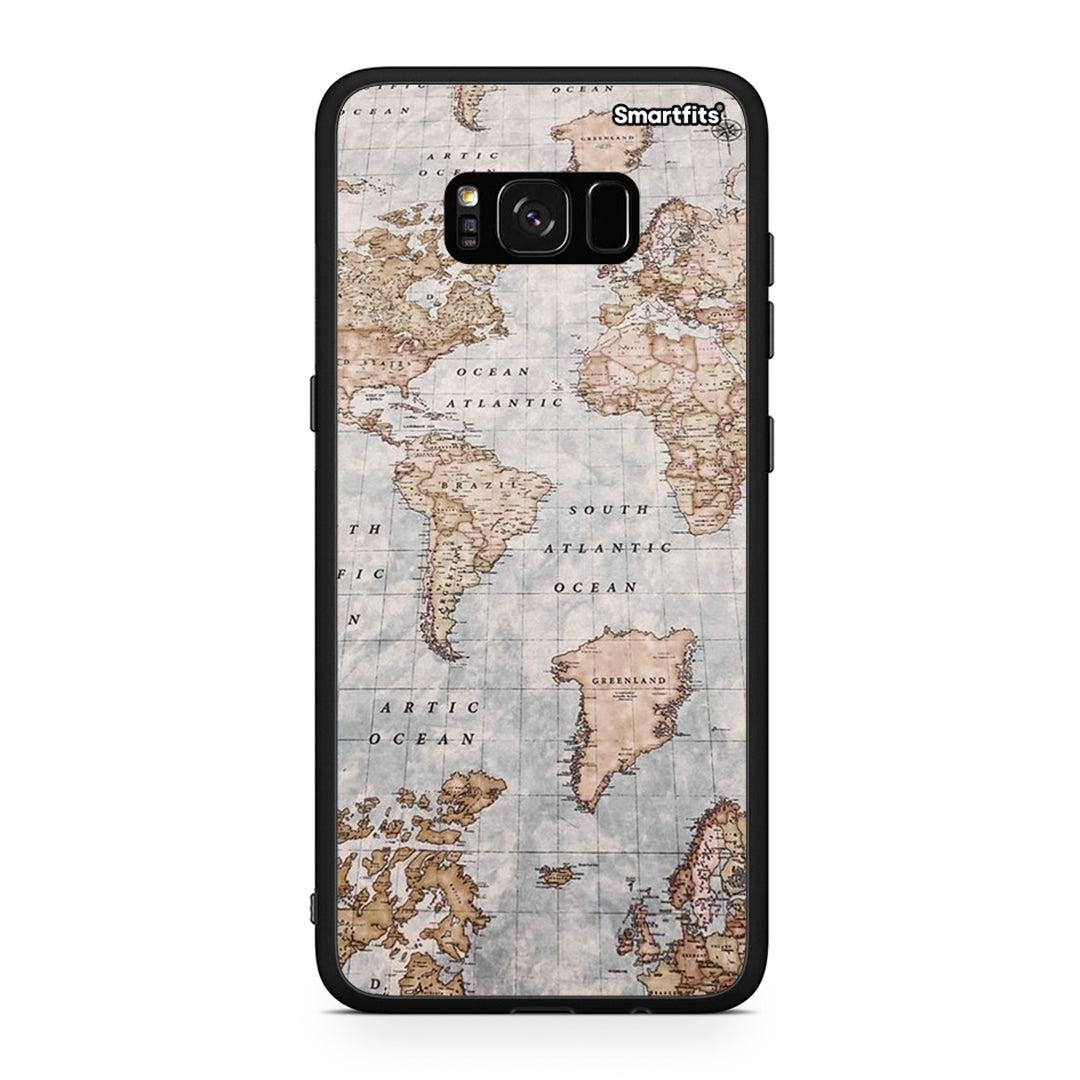 Samsung S8+ World Map Θήκη από τη Smartfits με σχέδιο στο πίσω μέρος και μαύρο περίβλημα | Smartphone case with colorful back and black bezels by Smartfits