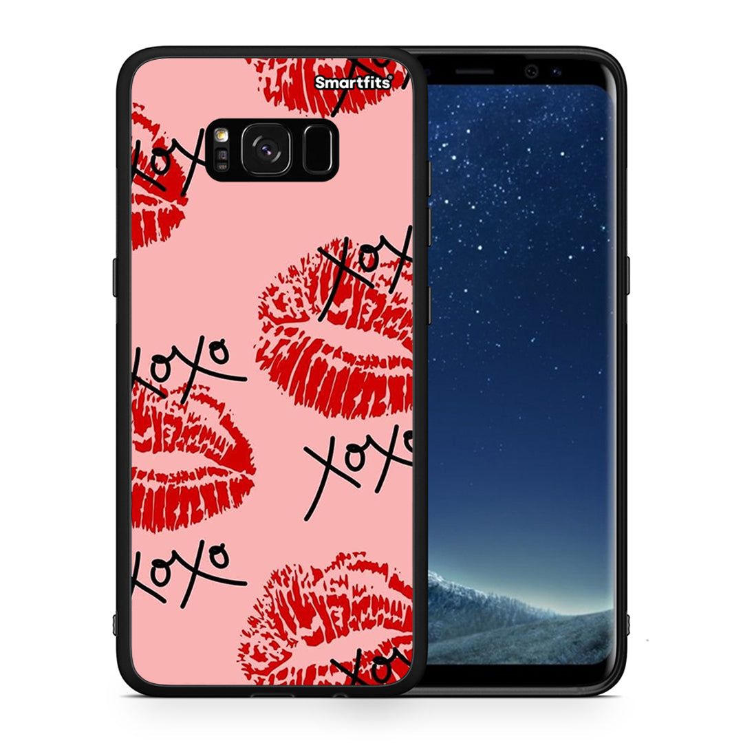 Θήκη Samsung S8+ XOXO Lips από τη Smartfits με σχέδιο στο πίσω μέρος και μαύρο περίβλημα | Samsung S8+ XOXO Lips case with colorful back and black bezels