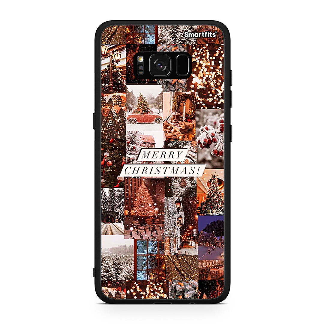 Samsung S8+ Xmas Collage θήκη από τη Smartfits με σχέδιο στο πίσω μέρος και μαύρο περίβλημα | Smartphone case with colorful back and black bezels by Smartfits