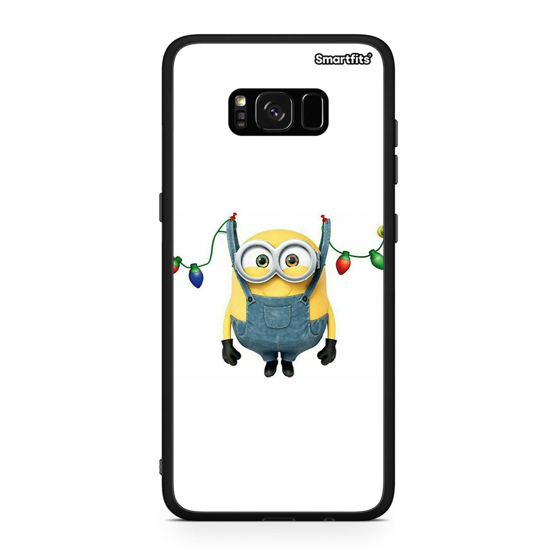 Samsung S8+ Xmas Minion Lights θήκη από τη Smartfits με σχέδιο στο πίσω μέρος και μαύρο περίβλημα | Smartphone case with colorful back and black bezels by Smartfits