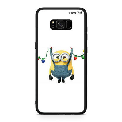 Samsung S8 Xmas Minion Lights θήκη από τη Smartfits με σχέδιο στο πίσω μέρος και μαύρο περίβλημα | Smartphone case with colorful back and black bezels by Smartfits