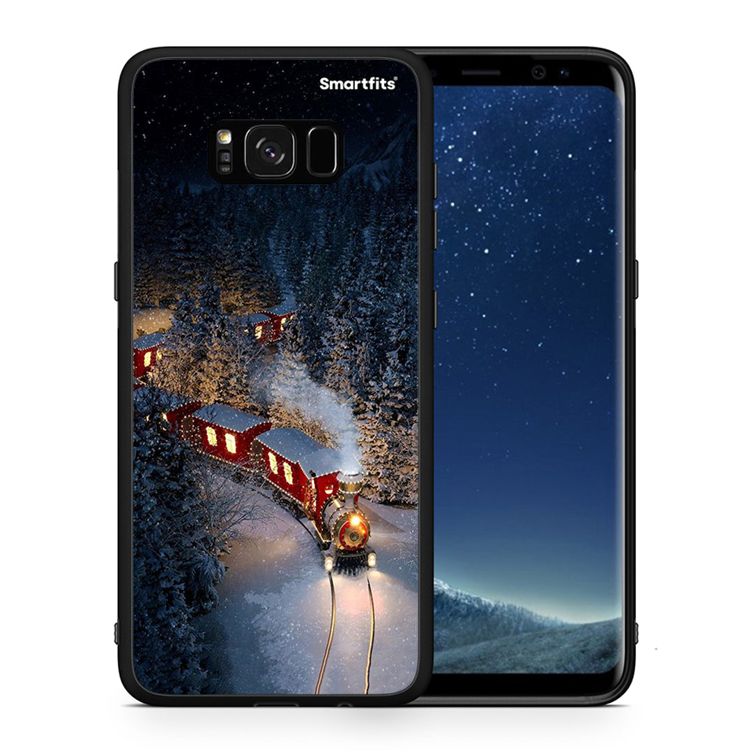 Θήκη Samsung S8 Xmas Train από τη Smartfits με σχέδιο στο πίσω μέρος και μαύρο περίβλημα | Samsung S8 Xmas Train case with colorful back and black bezels