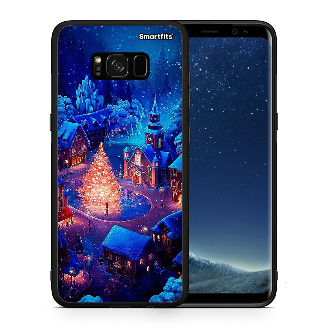 Θήκη Samsung S8 Xmas Village από τη Smartfits με σχέδιο στο πίσω μέρος και μαύρο περίβλημα | Samsung S8 Xmas Village case with colorful back and black bezels