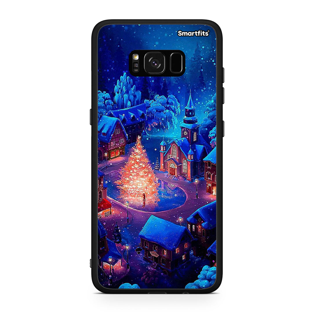 Samsung S8 Xmas Village θήκη από τη Smartfits με σχέδιο στο πίσω μέρος και μαύρο περίβλημα | Smartphone case with colorful back and black bezels by Smartfits