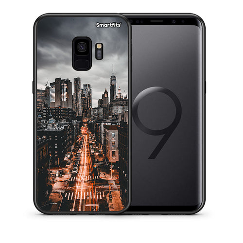 Θήκη Samsung S9 City Lights από τη Smartfits με σχέδιο στο πίσω μέρος και μαύρο περίβλημα | Samsung S9 City Lights case with colorful back and black bezels