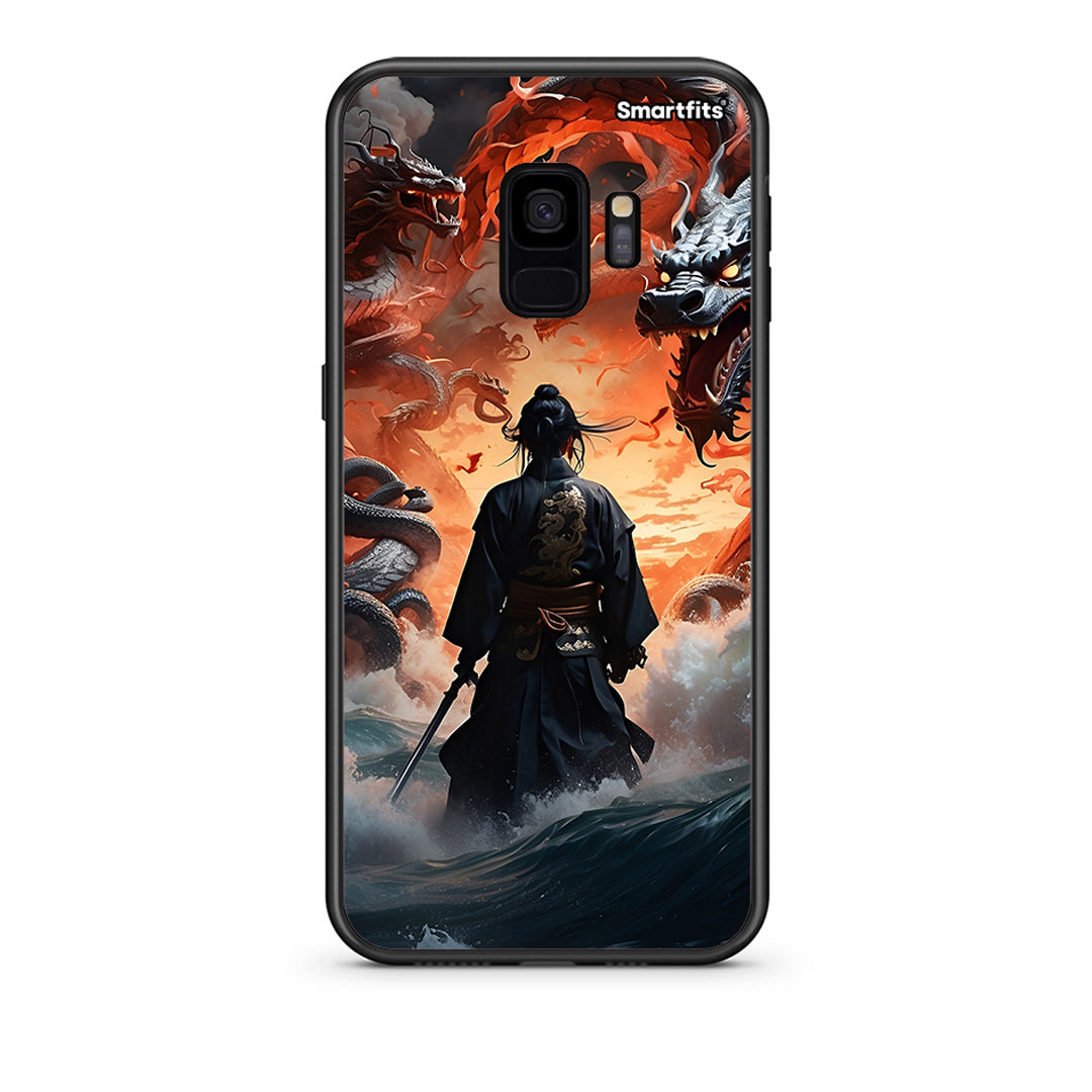 samsung s9 Dragons Fight θήκη από τη Smartfits με σχέδιο στο πίσω μέρος και μαύρο περίβλημα | Smartphone case with colorful back and black bezels by Smartfits