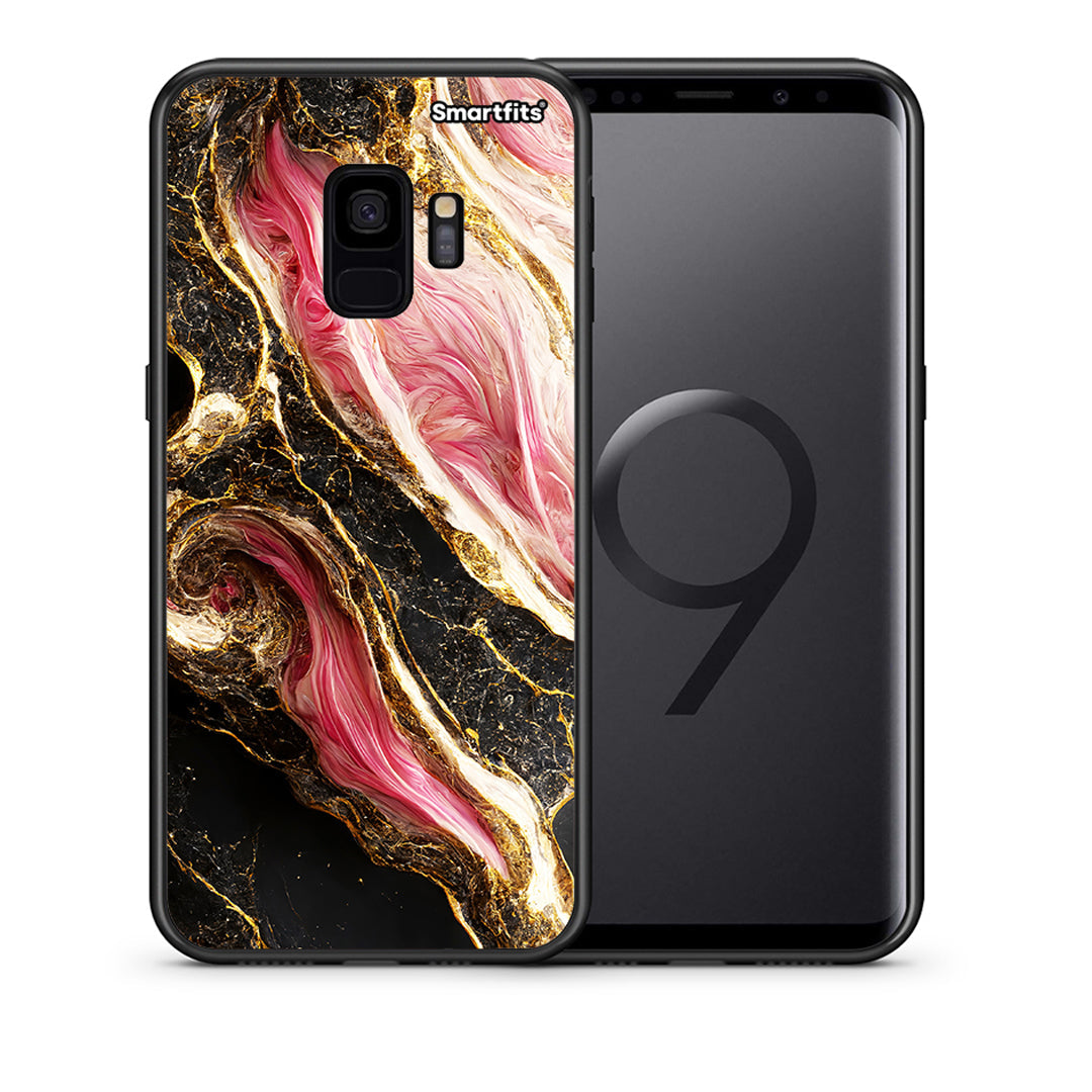 Θήκη Samsung S9 Glamorous Pink Marble από τη Smartfits με σχέδιο στο πίσω μέρος και μαύρο περίβλημα | Samsung S9 Glamorous Pink Marble case with colorful back and black bezels