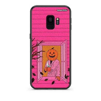 samsung s9 Halloween Pumpkin Lady Θήκη από τη Smartfits με σχέδιο στο πίσω μέρος και μαύρο περίβλημα | Smartphone case with colorful back and black bezels by Smartfits