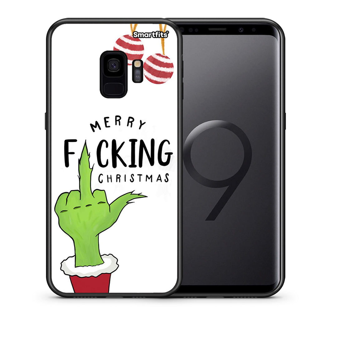 Θήκη Samsung S9 Merry F Xmas από τη Smartfits με σχέδιο στο πίσω μέρος και μαύρο περίβλημα | Samsung S9 Merry F Xmas case with colorful back and black bezels