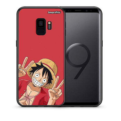 Θήκη Samsung S9 Pirate Luffy από τη Smartfits με σχέδιο στο πίσω μέρος και μαύρο περίβλημα | Samsung S9 Pirate Luffy case with colorful back and black bezels
