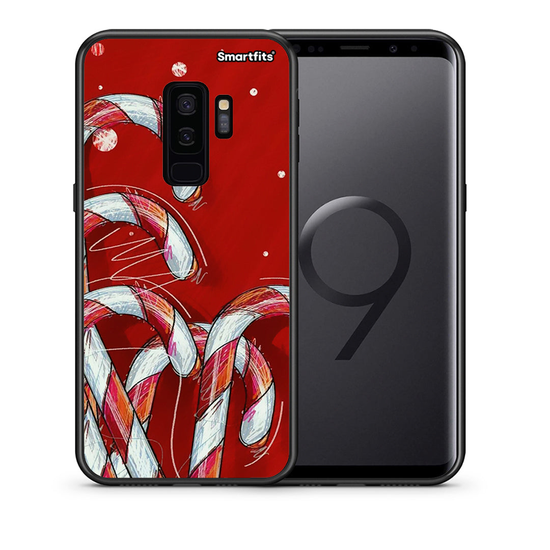 Θήκη Samsung S9 Plus Candy Cane από τη Smartfits με σχέδιο στο πίσω μέρος και μαύρο περίβλημα | Samsung S9 Plus Candy Cane case with colorful back and black bezels