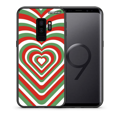 Θήκη Samsung S9 Plus Christmas Hearts από τη Smartfits με σχέδιο στο πίσω μέρος και μαύρο περίβλημα | Samsung S9 Plus Christmas Hearts case with colorful back and black bezels