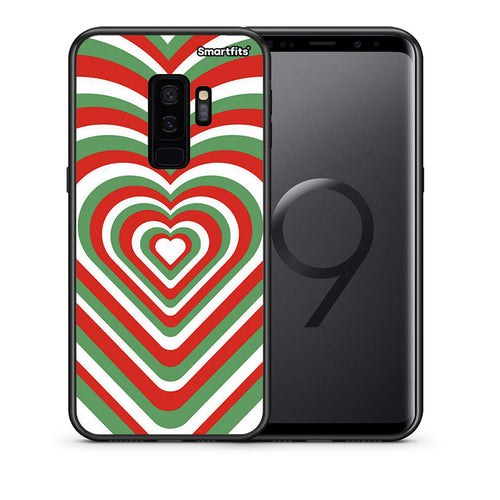 Θήκη Samsung S9 Plus Christmas Hearts από τη Smartfits με σχέδιο στο πίσω μέρος και μαύρο περίβλημα | Samsung S9 Plus Christmas Hearts case with colorful back and black bezels