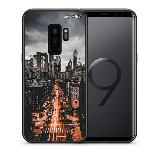 Θήκη Samsung S9 Plus City Lights από τη Smartfits με σχέδιο στο πίσω μέρος και μαύρο περίβλημα | Samsung S9 Plus City Lights case with colorful back and black bezels