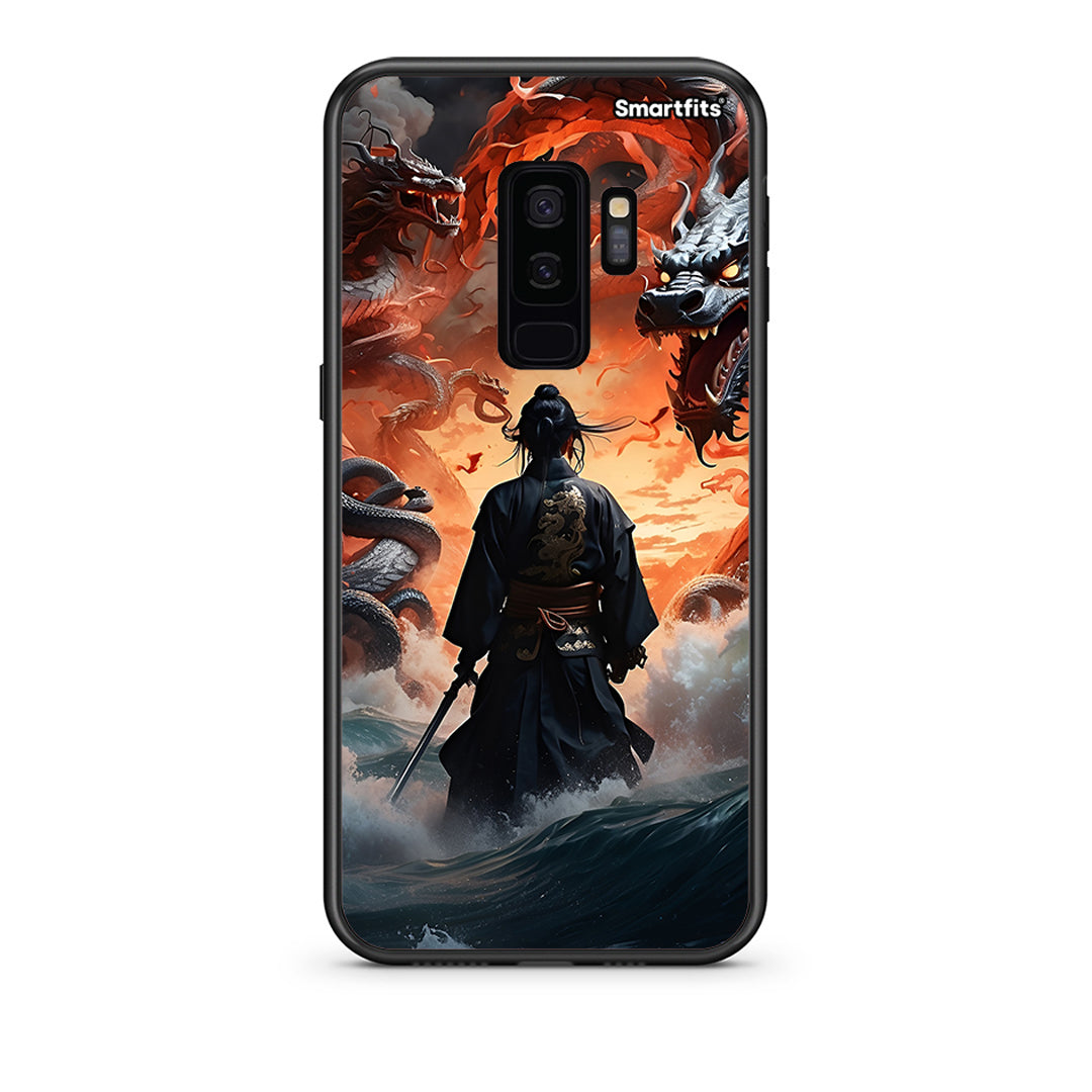 samsung s9 plus Dragons Fight θήκη από τη Smartfits με σχέδιο στο πίσω μέρος και μαύρο περίβλημα | Smartphone case with colorful back and black bezels by Smartfits