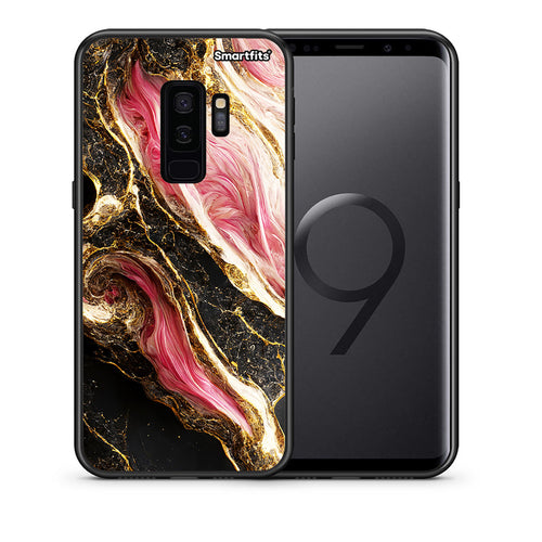 Θήκη Samsung S9 Plus Glamorous Pink Marble από τη Smartfits με σχέδιο στο πίσω μέρος και μαύρο περίβλημα | Samsung S9 Plus Glamorous Pink Marble case with colorful back and black bezels