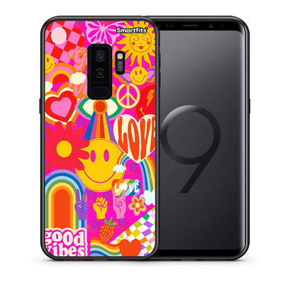 Θήκη Samsung S9 Plus Hippie Love από τη Smartfits με σχέδιο στο πίσω μέρος και μαύρο περίβλημα | Samsung S9 Plus Hippie Love case with colorful back and black bezels