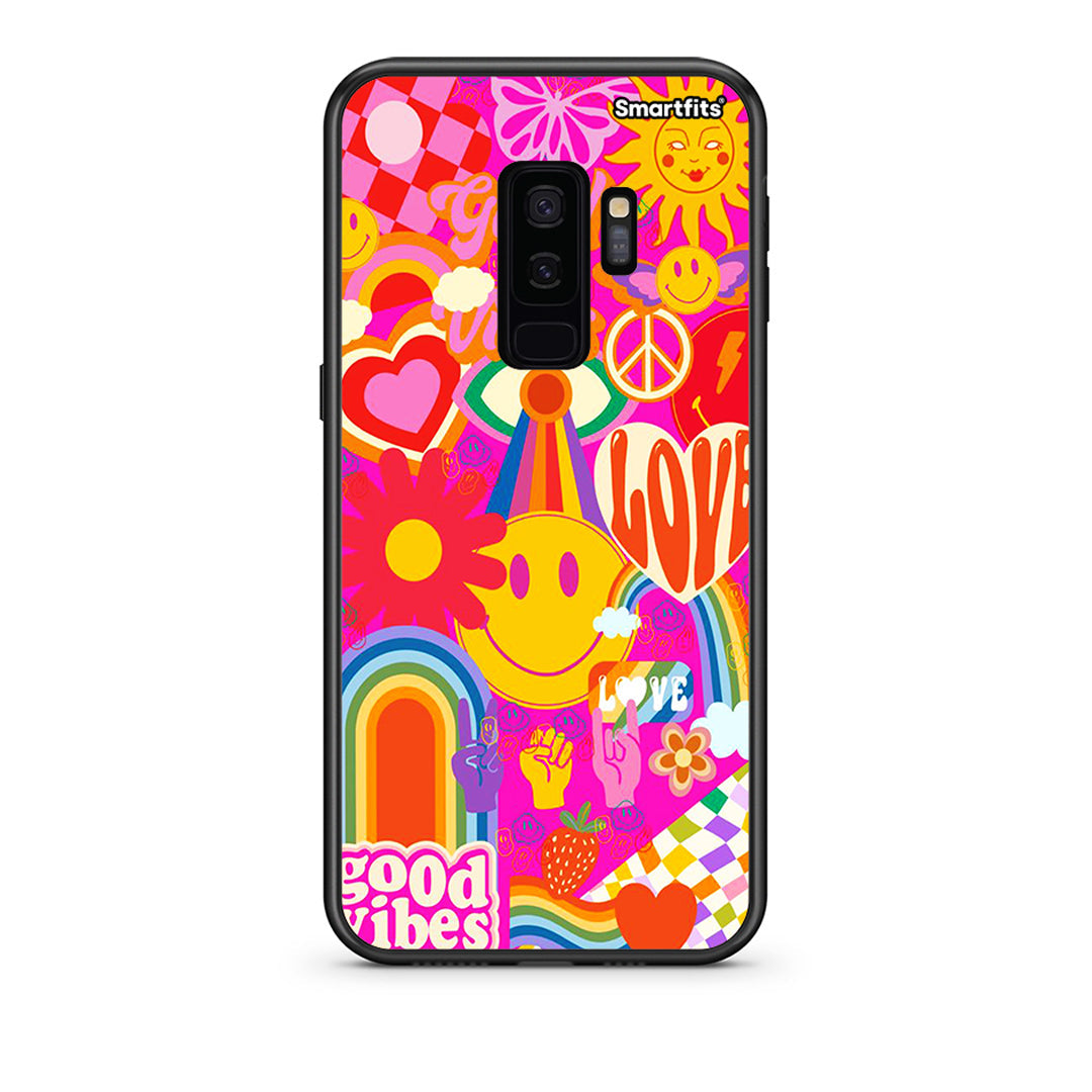 samsung s9 plus Hippie Love θήκη από τη Smartfits με σχέδιο στο πίσω μέρος και μαύρο περίβλημα | Smartphone case with colorful back and black bezels by Smartfits