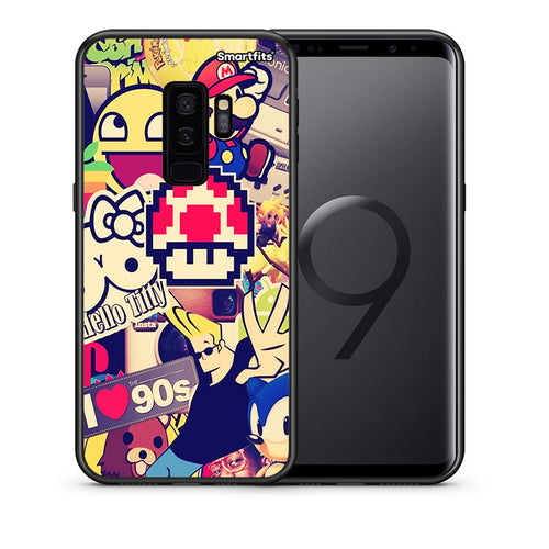 Θήκη Samsung S9 Plus Love The 90s από τη Smartfits με σχέδιο στο πίσω μέρος και μαύρο περίβλημα | Samsung S9 Plus Love The 90s case with colorful back and black bezels
