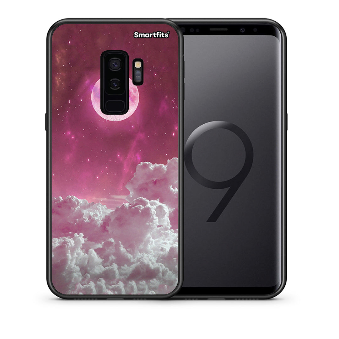 Θήκη Samsung S9 Plus Pink Moon από τη Smartfits με σχέδιο στο πίσω μέρος και μαύρο περίβλημα | Samsung S9 Plus Pink Moon case with colorful back and black bezels