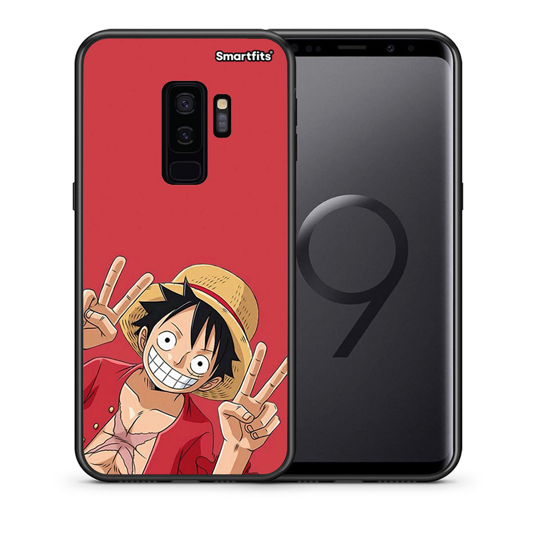 Θήκη Samsung S9 Plus Pirate Luffy από τη Smartfits με σχέδιο στο πίσω μέρος και μαύρο περίβλημα | Samsung S9 Plus Pirate Luffy case with colorful back and black bezels