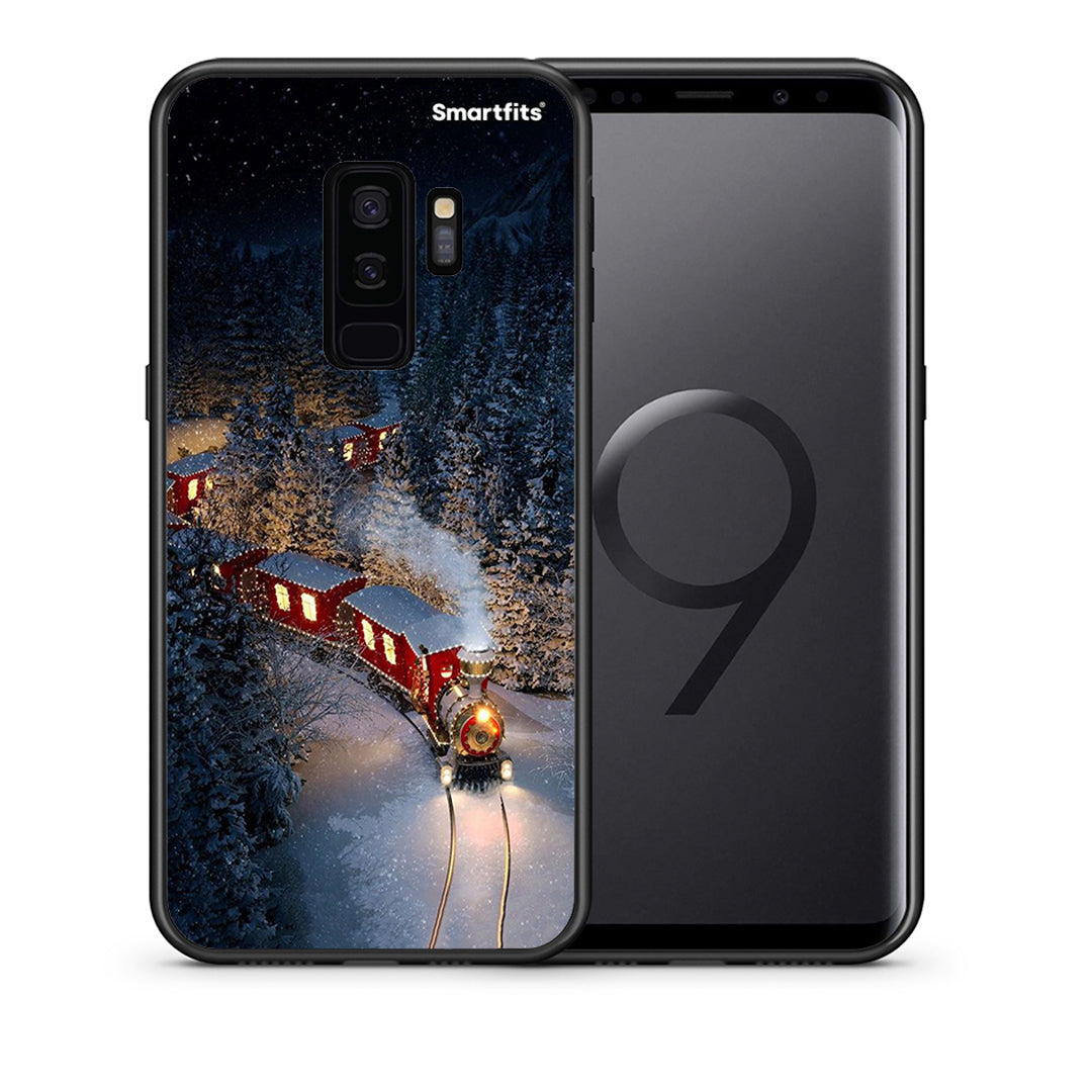 Θήκη Samsung S9 Plus Xmas Train από τη Smartfits με σχέδιο στο πίσω μέρος και μαύρο περίβλημα | Samsung S9 Plus Xmas Train case with colorful back and black bezels