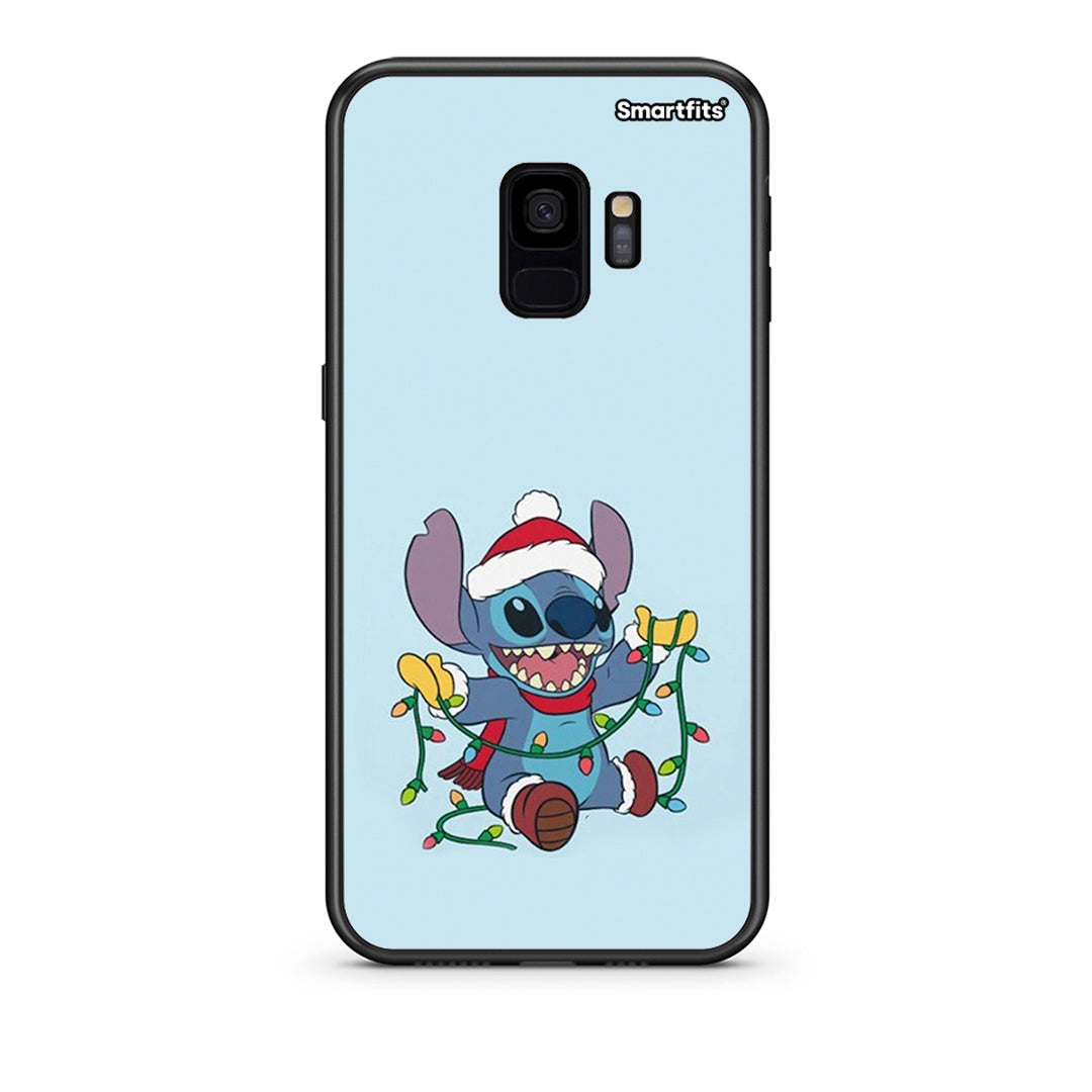 samsung s9 Santa Stich θήκη από τη Smartfits με σχέδιο στο πίσω μέρος και μαύρο περίβλημα | Smartphone case with colorful back and black bezels by Smartfits