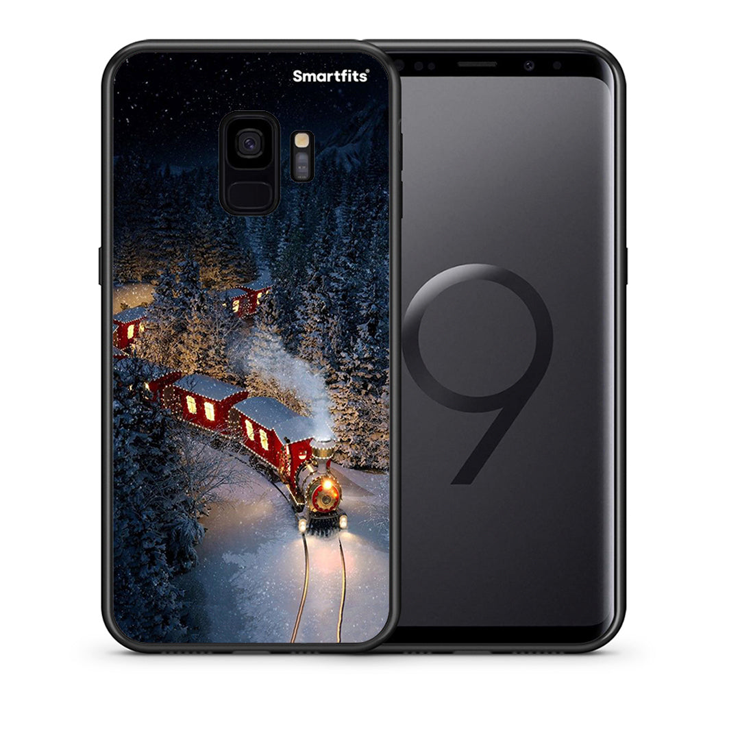 Θήκη Samsung S9 Xmas Train από τη Smartfits με σχέδιο στο πίσω μέρος και μαύρο περίβλημα | Samsung S9 Xmas Train case with colorful back and black bezels