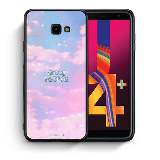 Θήκη Αγίου Βαλεντίνου Samsung J4 Plus Anti Social από τη Smartfits με σχέδιο στο πίσω μέρος και μαύρο περίβλημα | Samsung J4 Plus Anti Social case with colorful back and black bezels