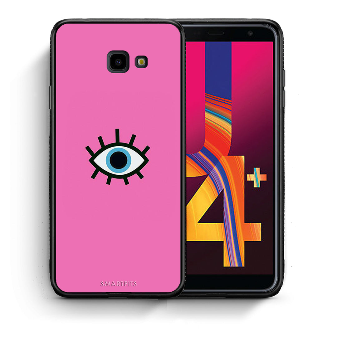 Θήκη Samsung J4 Plus Blue Eye Pink από τη Smartfits με σχέδιο στο πίσω μέρος και μαύρο περίβλημα | Samsung J4 Plus Blue Eye Pink case with colorful back and black bezels