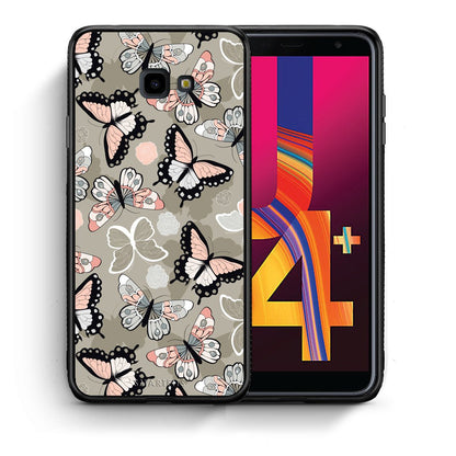 Θήκη Samsung J4 Plus Butterflies Boho από τη Smartfits με σχέδιο στο πίσω μέρος και μαύρο περίβλημα | Samsung J4 Plus Butterflies Boho case with colorful back and black bezels