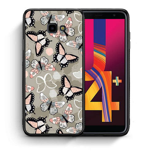 Θήκη Samsung J4 Plus Butterflies Boho από τη Smartfits με σχέδιο στο πίσω μέρος και μαύρο περίβλημα | Samsung J4 Plus Butterflies Boho case with colorful back and black bezels