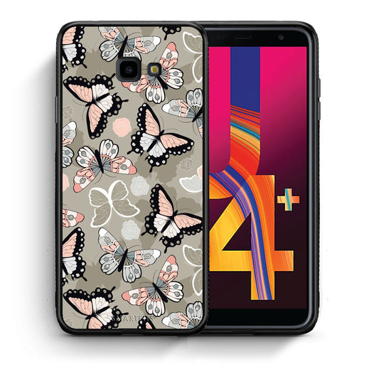 Θήκη Samsung J4 Plus Butterflies Boho από τη Smartfits με σχέδιο στο πίσω μέρος και μαύρο περίβλημα | Samsung J4 Plus Butterflies Boho case with colorful back and black bezels