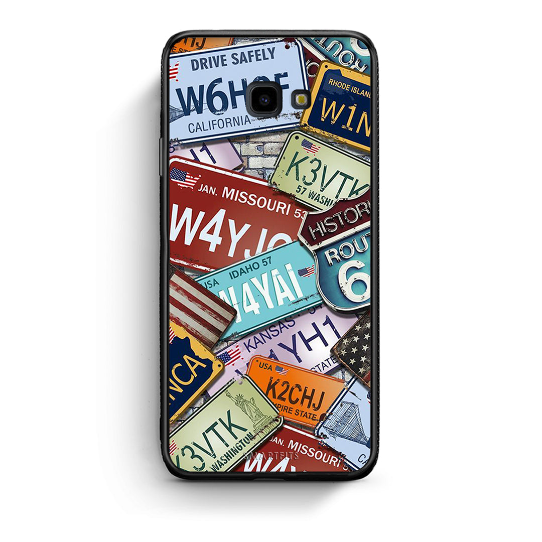 Samsung J4 Plus Car Plates θήκη από τη Smartfits με σχέδιο στο πίσω μέρος και μαύρο περίβλημα | Smartphone case with colorful back and black bezels by Smartfits