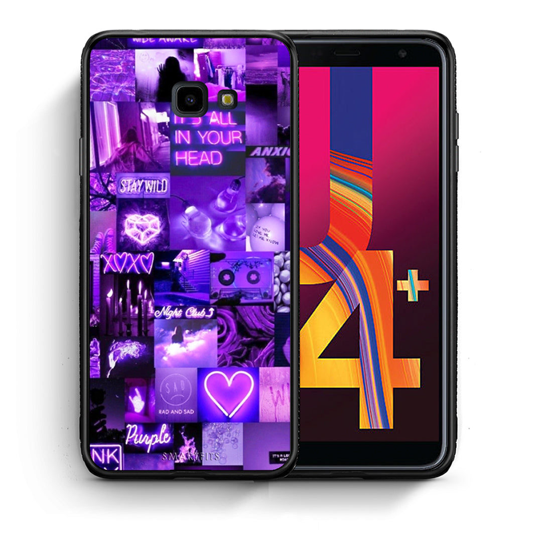Θήκη Αγίου Βαλεντίνου Samsung J4 Plus Collage Stay Wild από τη Smartfits με σχέδιο στο πίσω μέρος και μαύρο περίβλημα | Samsung J4 Plus Collage Stay Wild case with colorful back and black bezels