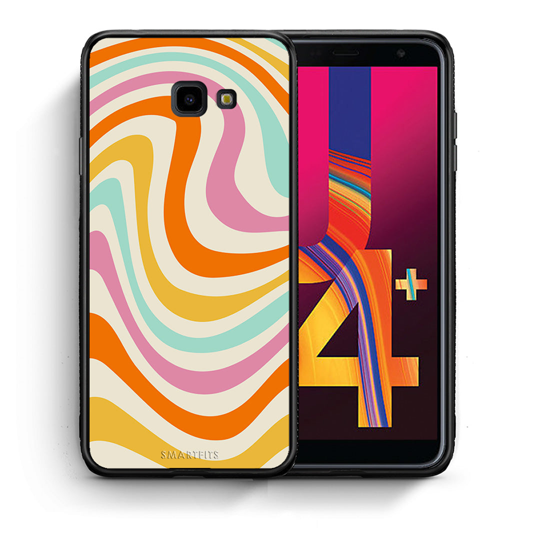 Θήκη Samsung J4 Plus Colourful Waves από τη Smartfits με σχέδιο στο πίσω μέρος και μαύρο περίβλημα | Samsung J4 Plus Colourful Waves case with colorful back and black bezels