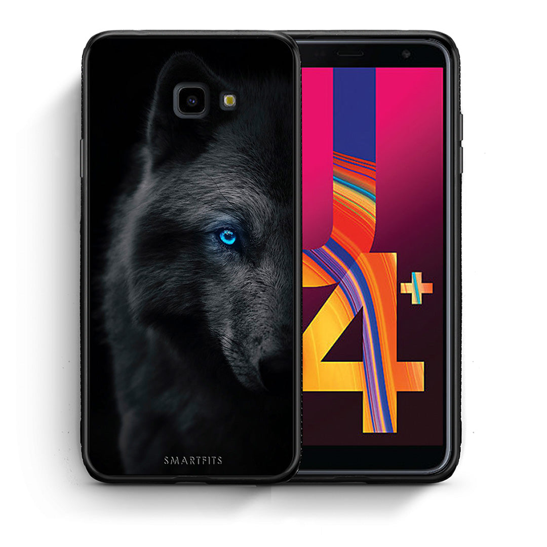 Θήκη Samsung J4 Plus Dark Wolf από τη Smartfits με σχέδιο στο πίσω μέρος και μαύρο περίβλημα | Samsung J4 Plus Dark Wolf case with colorful back and black bezels