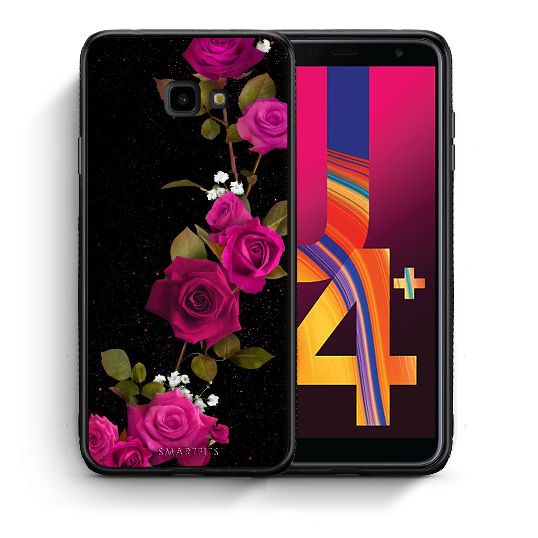 Θήκη Samsung J4 Plus Red Roses Flower από τη Smartfits με σχέδιο στο πίσω μέρος και μαύρο περίβλημα | Samsung J4 Plus Red Roses Flower case with colorful back and black bezels