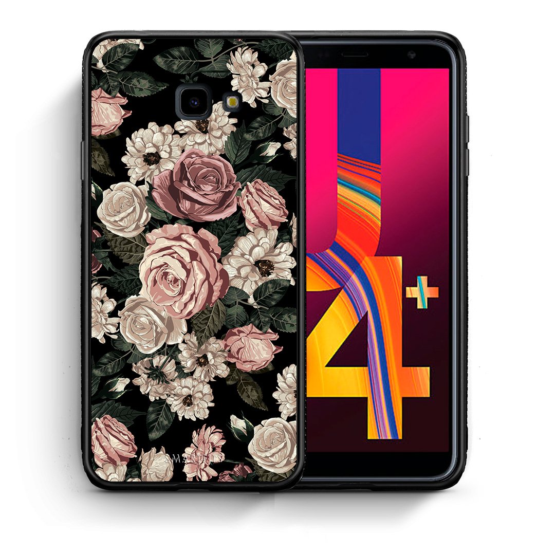 Θήκη Samsung J4 Plus Wild Roses Flower από τη Smartfits με σχέδιο στο πίσω μέρος και μαύρο περίβλημα | Samsung J4 Plus Wild Roses Flower case with colorful back and black bezels