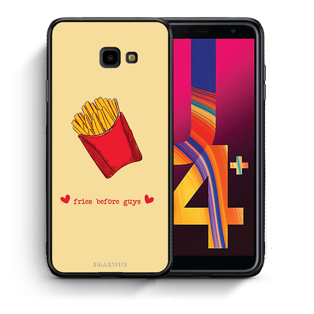 Θήκη Αγίου Βαλεντίνου Samsung J4 Plus Fries Before Guys από τη Smartfits με σχέδιο στο πίσω μέρος και μαύρο περίβλημα | Samsung J4 Plus Fries Before Guys case with colorful back and black bezels