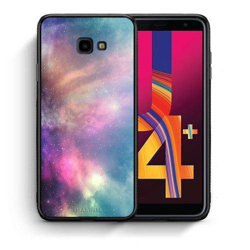 Θήκη Samsung J4 Plus Rainbow Galaxy από τη Smartfits με σχέδιο στο πίσω μέρος και μαύρο περίβλημα | Samsung J4 Plus Rainbow Galaxy case with colorful back and black bezels