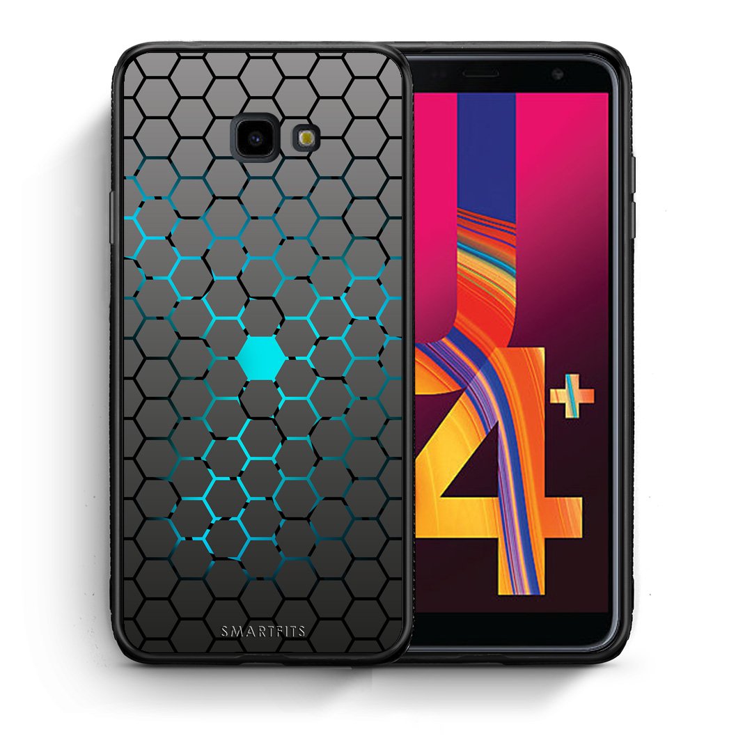 Θήκη Samsung J4 Plus Hexagonal Geometric από τη Smartfits με σχέδιο στο πίσω μέρος και μαύρο περίβλημα | Samsung J4 Plus Hexagonal Geometric case with colorful back and black bezels