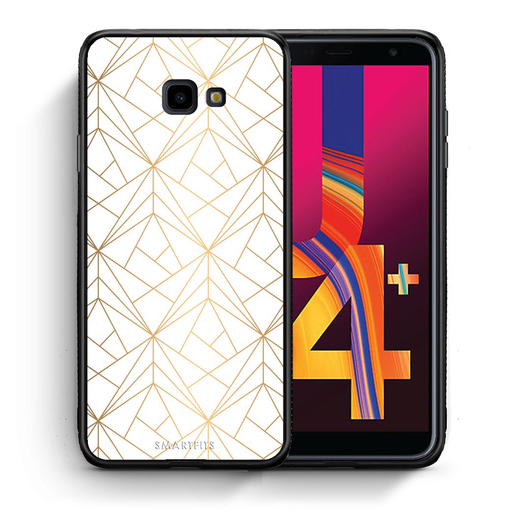 Θήκη Samsung J4 Plus Luxury White Geometric από τη Smartfits με σχέδιο στο πίσω μέρος και μαύρο περίβλημα | Samsung J4 Plus Luxury White Geometric case with colorful back and black bezels